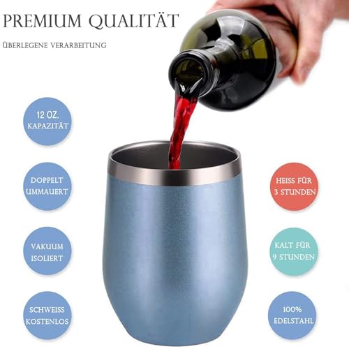 FloweryOcean Weinbecher aus Edelstahl, 2 Stück 12OZ Weingläser to go, hält 5h heiß/ 10h kalt, BPA-frei… – Ansicht 6