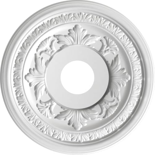 Image of Ekena Millwork CMP16BABAL Baltimore Thermoformed PVC Ceiling Medallion (Fits Canopies up to 6 1 /2 inch), 16 inchOD x 3 1 /2 inchID x 1 inchP, Bright Coat Aluminum