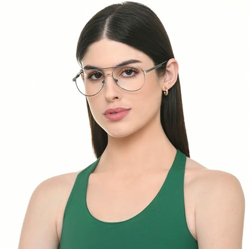 Image of John Jacobs Eyeglass Frames with Dummy Lenses | Gunmetal Full Rim Teardrop Shape | Mavericks Collections | For Men & Women | Medium | JJ E70058 /M