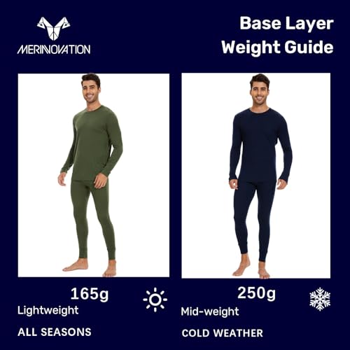 MERINNOVATION Merino Wool Base Layer Set for Men 100% Merino Wool Thermal Underwear Long Sleeve4