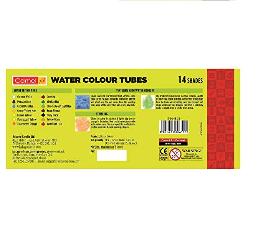 Image of Camel Camlin Kokuyo Oil Pastel (50 Shades) Student Water Color Tube - 5ml, 14 Shades