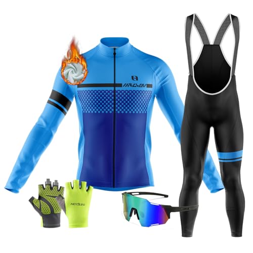 Ropa ciclismo hombre para rutas de invierno con culotte y guantes