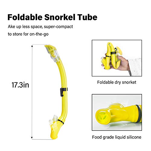 Image of Kids Snorkeling Set Children Mask Fin Snorkel Set Snorkeling Gear Snorkel Mask + Adjustable Swimming Kids Flippers+ Dry Snorkel Tube + Travel Bags