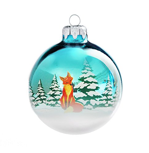 Glass Christmas Tree Decoration 8 cm Fox in the Forest