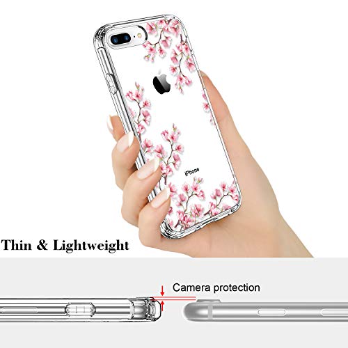 Icedio Iphone 8 Plus Case,Iphone 7 Plus Case With Screen Protector,Clear Cover With Floral Flower Patterns For Girls Women,Shockproof Protective Phone Case For Iphone 8 Plus/7 Plus #TOP5