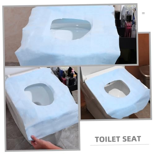 CATIEBYE 30個 防水加厚使い捨て便座カバー 携帯用トイレマット ずれない設計で衛生的 軽量コンパクト 旅行 アウトドア 家用に ブルー