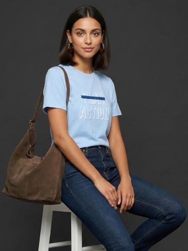 Image of Nobero Women's Graphic Printed T-Shirt | Regular Fit 180 GSM Cotton Tee for Women | Comfortable Round Neck Casual Wear