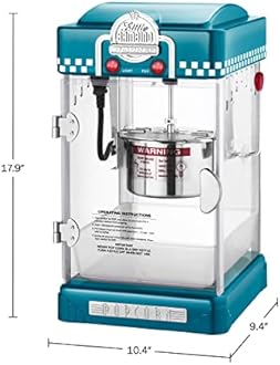 Little Bambino Popcorn Machine - 2.5oz Tabletop Movie Theater Popcorn Popper with Stainless-Steel Kettle by Great Northern Popcorn (Blue)