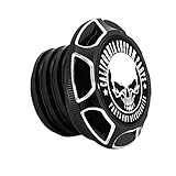 Farbe: Schwarz und Chrom GUAIMI Aluminium Tankdeckel Kraftstoff Tankverschluss für Harley Davidson Sportster XL 1200 883 X48 Dyna - Kalifornien Schädel (Schwarz)