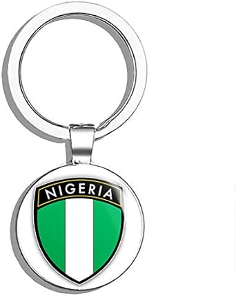 413Vxudo2Xl. Ac Sx342 Prs vinyl nigeria flag shield double sided stainless steel keychain key ring chain holder car/key finder