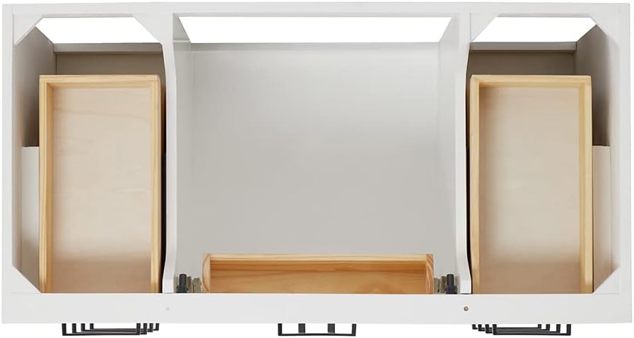 DKB Isabella 42-Inch White Single Bathroom Vanity with Sink, 1.5" Edge Italian Carrara Marble Countertop & Splash, Rectangular Undermount Sink, 2 Soft Closing Doors, 9 Dovetail Drawers, Toe Kick