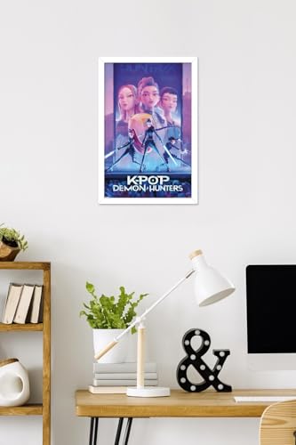 Image of Netflix KPop Demon Hunters (2025) - One Sheet Wall Poster, 22.4L inch x 14.7W inch, White Framed Version