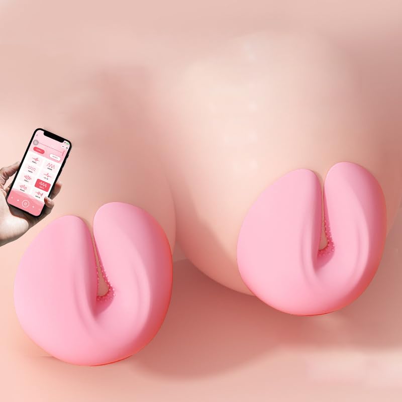 バイブ 乳首ローター 12周波数モード ピンクのドーナツ アプリ付き 真空負圧 アプリ制御 夾乳強震強力モーター 薄く密着し USB充電式 適応性柔軟コロイド 乳房乳首攻め 乳首開発 バスト チクニー サラウンド 女性用2個