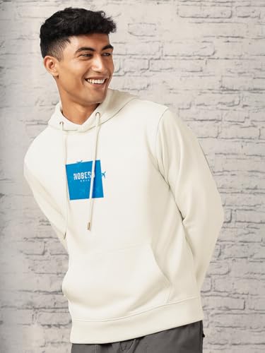 Image of Nobero Printed Hoodies for Man | 280 GSM Rich Cotton Fleece Hooded Full Sleeve Sweatshirt for Man | Stylish Casual Wear Winter Hoodies for Men