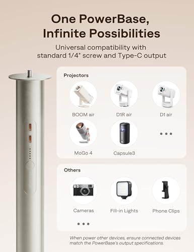 Image of Aurzen PowerBase Stand for Boom Air /D1R air /D1 air and Other Projectors | 2-in-1 Power Bank with 25000 mAh Large Capacity Battery, 2H Playtime, Flexible & Portable for Outdoor, Home, Travel, etc