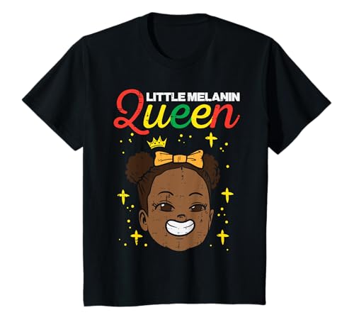 Niños Little Melanin Queen Orgullo Africano Historia Negra Niñas Niños Camiseta