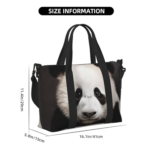 Travel Duffel Bag for Men Gym Bag, Cute Black and White Panda Luggage Bag with Shoulder Strap, Large Gym Tote Bag for Women, Weekender Overnight Bag, Foldable Carry on Bag for Airplane3