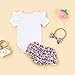 Baby Girl My 1st 4th of July Outfits Short Sleeve Embroidery Romper Ruffle Stripe Star Shorts Summer 2Pcs Clothes Set (White Heart, 9-12 Months)