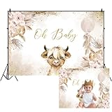 DORCEV 6x4ft Oh Baby Backdrop Cute Cartoon Goat Watercolor White Flowers Balloon Photography Background for Children Happy Birthday Party Decorations Photo Studio Props Banners