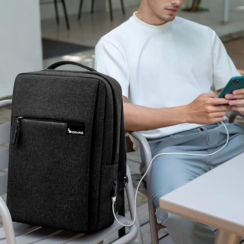 OIWAS 14 Inch Laptop Backpack Lightweight Computer Backpack for Men with USB Charging Port Clean Design Mens Laptop Backpack for Travel, Business, Casual, Black2