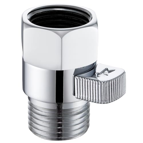 Shower Head Shut Off Valve, Angle Simple Brass Water Flow Control Valve, Water Volume Restrictor Pressure Reducer for Handheld Shower Bidet Sprayer, Chrome