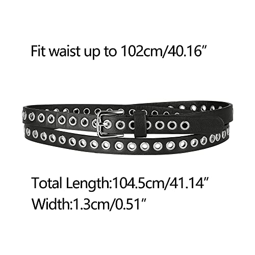 Allegra K Grommet Belt Leather Skinny Thin Waist Belts for Women Punk Rock Style3