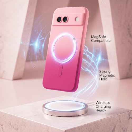 Image of amazon basics Gradient Mag-Safe Case for Google Pixel 8A | Soft Silicone Shockproof Cover with Camera Protection | Slim Lightweight Design | Smooth Touch & Durable - Light and Dark Pink