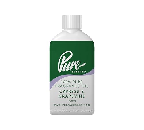 Pure Scented 100ml Fragrance Oil - 550+ Scents, Vegan & Cruelty-Free, for Candles, Soaps, Slime, Diffusers, Cosmetics, Wax Melts & DIY Crafts (1 x 100ml, Cypress & Grapevine)