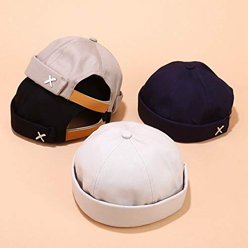 Men Hats Docker Hats Beanie Cap Sailor Cap Worker Hat Rolled Cuff Retro Brimless Hat With Adjustable #TOP1