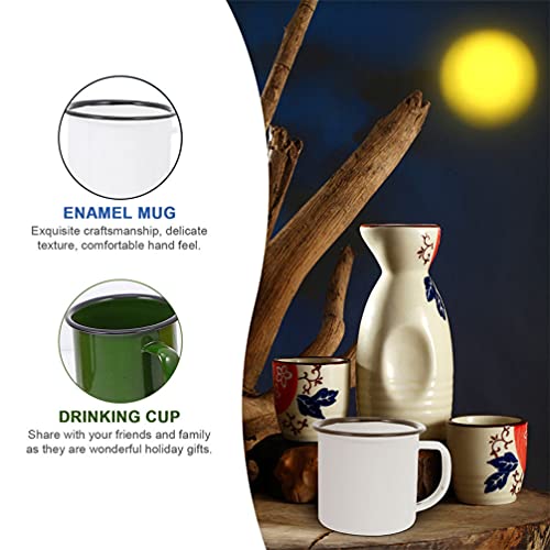 Luxshiny Juego de 4 Tazas de Camping Esmaltadas Tazas de Café Vintage Pequeñas Tazas de Té de Metal Tazas de Sopa de… - Imagen 6