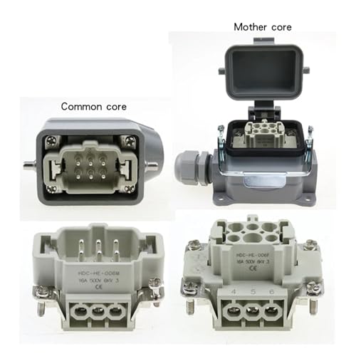Conector rectangular de alta resistencia HDC-HE-06 de 6 pines para entornos exigentes 7