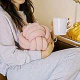 Bearaby Hand-Crafted Knot Pillow Ball - Relieve Stress with Oeko-TEX Certified Organic and Gently Weighted Material - Handcrafted Throw Pillows from Natural Latex Foam (Evening Rose, Medium)