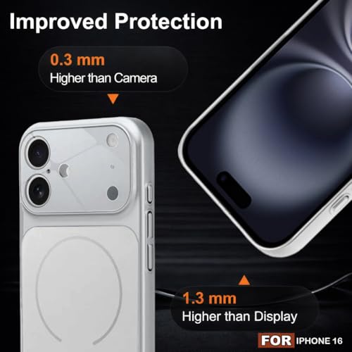 Image of SHINESTAR iPhone 16 Case - Premium Shockproof Protective Cover, Wireless Charging Compatible, Slim & Durable Luxury Back Cover with Camera Protection (Silver)