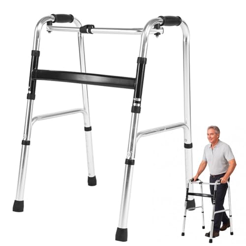 CEWROM Leichtgewicht Gehgestell mit Scharnieren, Klappbarer Gehhilfe für ältere Menschen, Rollator Ohne Rollen Leicht Klappbar und Höhenverstellbar für ältere Menschen, Behinderte, Behinderte