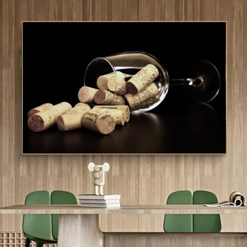 Peinture sur toile verre à vin de prestige avec finition grand cadre