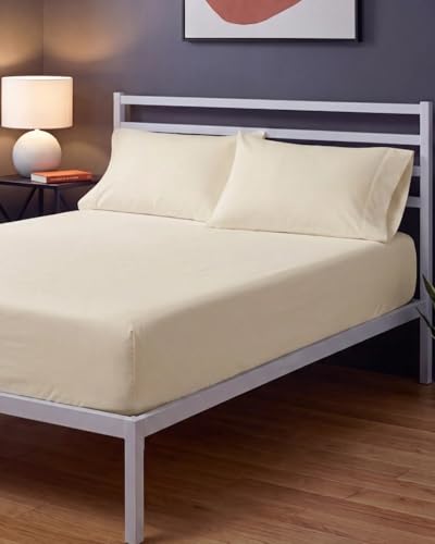 Image of Sleepy Town King Size Bed Sheets - 3 Piece - NO Flat Sheet Included - King Sheet Set - Soft, Comfy & Cooling - Easy Care - Wrinkle & Fade Free - Brushed Microfiber - Deep Pocket Sheets (Off White)