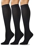 COTTON DAY Women's Soft Combed Cotton Knee High Long Calf Dress Socks Seamless Toe Shoe Size 9-11 Black