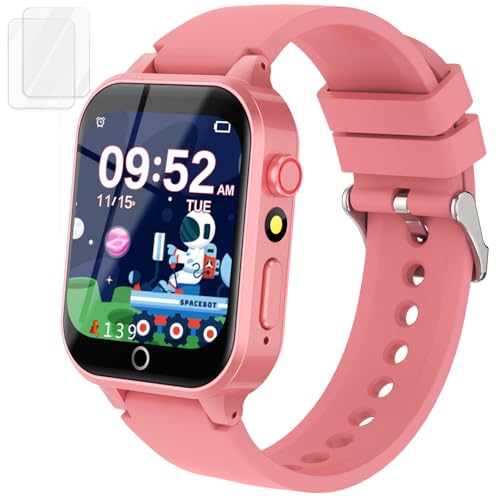 Kids Smart Watches Girls Age 6-12, 26 Games Touchscreen Kids Watch with Video Camera Music Player Learning Cards Audiostory Flashlight 12/24 hr Educational Toys Birthday Gifts for Girls Ages 6 7 8