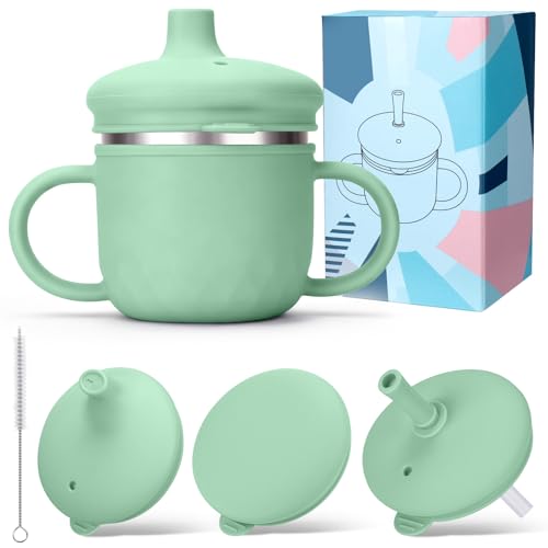 BUSOHA Stainless Steel Sippy Cups for 6+ Month Old -