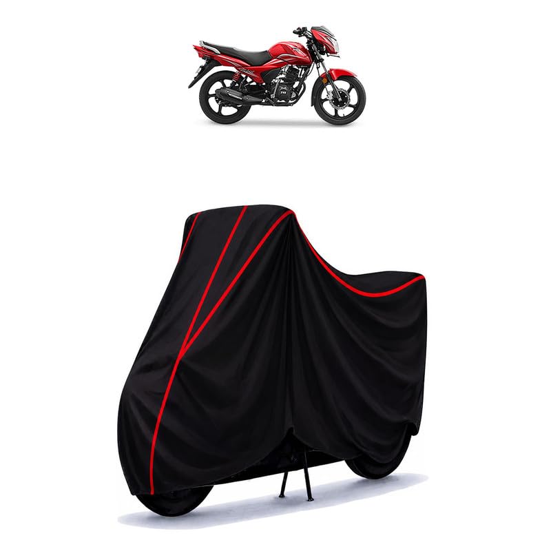 Image of TVS Victor Water Resistant Bike Cover for All Motorcycles & Rain | Heavy Duty Taffeta Fabric | UV Protection, Dustproof, Scratchproof | All Weather Two Wheeler Body Cover with Elastic Bottom