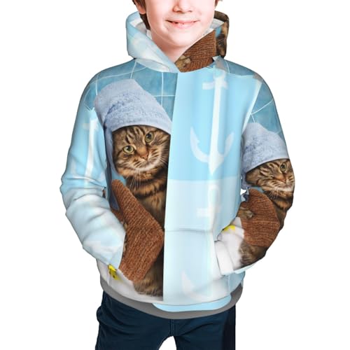 Funny Cat Taking a Bath Kids Pullover Hoodies Boys Sweatshirts Girls Athletic Clothes with Pocket2