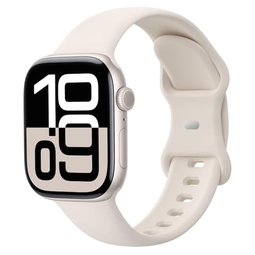 Distore Pulseiras de silicone macio compatíveis com Apple Watch 38 mm, 40 mm, 41 mm, 42 mm, 44 mm, 45 mm, 49 mm, pulseira esportiva de substituição de silicone macio para iWatch Series Ultra 8/7/6/5/4/3/2/1 SE para mulheres e homens, Starlight