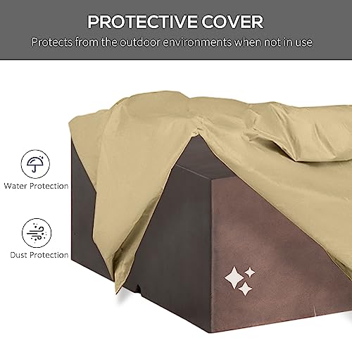 Outsunny 56" Firepit Table For Outside, 50,000 Btu Large Rectangular Stone Gas Firepit With Lava Rocks & Rain Cover, Fits 20Lb Tank, Brown #TOP5