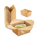 FOOGO Green 50pcs Small Kraft Food Boxes 800ml (28oz), FSC® Certified, 13x10.5x6.5cm, Disposable Cardboard Deli Containers, Eco-Friendly Takeaway Boxes for Meals, Biodegradable Food Containers