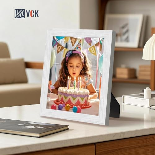 Image of VCK 8x10 Picture Frame 5 Pack, White Exclusive Wood, HD Glass, for Photo