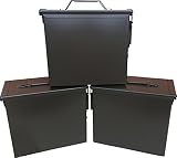 MIL SPEC PA19 Tall 50 Cal Ammo Can (3) UN Stenciled - Water Resistance Organizer for 5.56 Ammo, Tools & Storage Surplus w/Powder Coated Polish Paint
