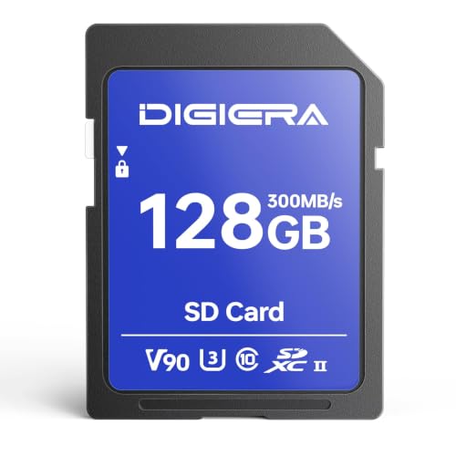 DIGIERA 128GB LSU200 SDXC UHS-II �������[�J�[�h - �ő�300MB/�b�AC10�AU3�AV90�A8K�ASD�J�[�h �R���s���[�^�[�A�f�W�^���J�����A�z�[���V�A�^�[�f�o�C�X�A�J�[�i�r�Q�[�V�����V�X�e���p (1�p�b�N)