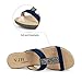 VJH confort Women's Slides,Comfortable Open toe Rhinestone H-band Dressy Flat Sandals(navy,8.5)