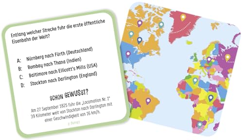 In 80 Fragen um die Welt - Kartenspiel für Globetrotter: Quizspiel mit 80 Karten | Geschenk für Weltenbummler und gegen Fernweh