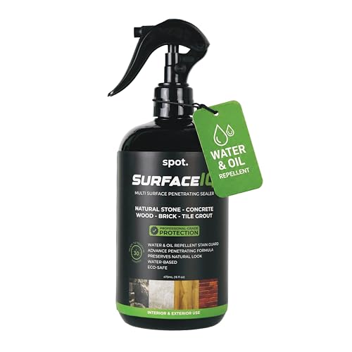 Image of SPOT Surface IQ - Water-Based Penetrating Sealer Spray | [Grout, Concrete, Brick, Tile & Wood] Stain Protection | [for Unsealed Natural Stone] | Zero VOC, Oil & Water Repellent | 16 fl oz